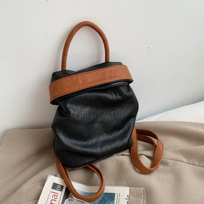 Soft Leather Backpack for Girl Vintage Crossbody Bag Multifunction Bagpack