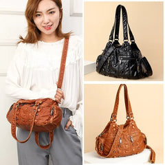 Soft Leather Handbags Rivet Crossbody Bags Shoulder Bags Tote