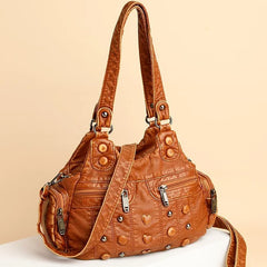 Soft Leather Handbags Rivet Crossbody Bags Shoulder Bags Tote