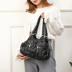 Soft Leather Handbags Rivet Crossbody Bags Shoulder Bags Tote