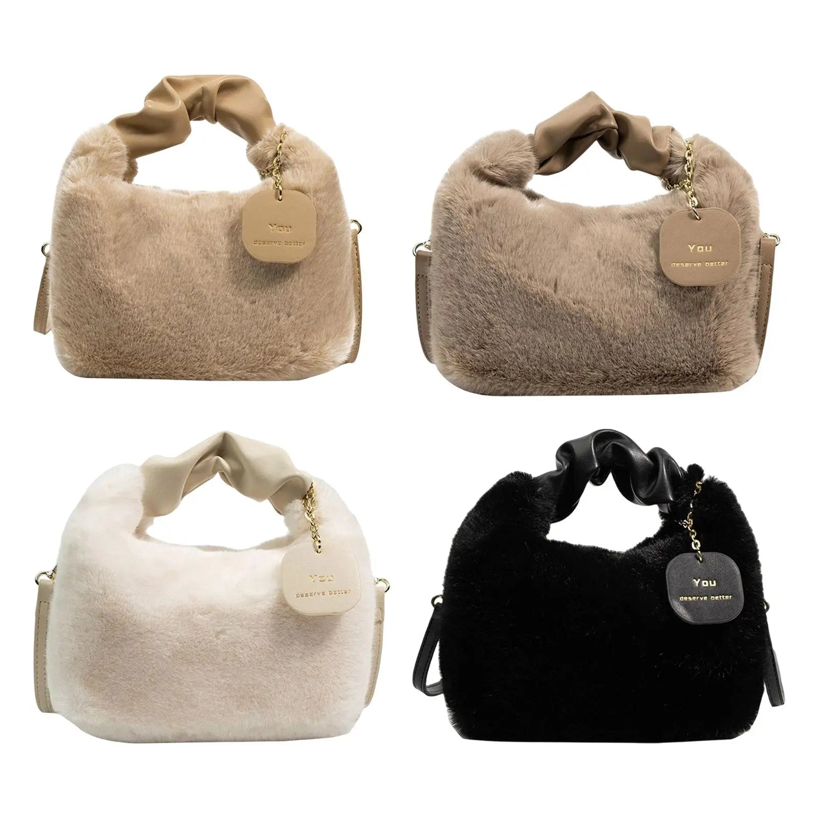 Plush Soft Handbag Shoulder Bag Top Handle Tote for Party Travel