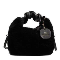 Plush Soft Handbag Shoulder Bag Top Handle Tote for Party Travel
