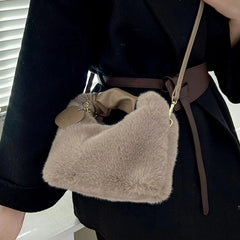 Plush Soft Handbag Shoulder Bag Top Handle Tote for Party Travel