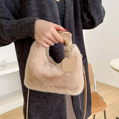Women Soft Plush Handbag Shoulder Bag Ladies Multifunction