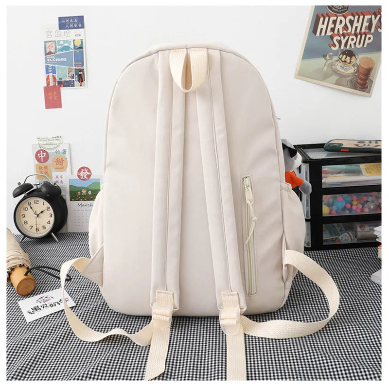 Women Solid College Backpack Lady Casual Nylon School Book Bag Girl Travel Bag