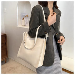 Women Solid Leather Shoulder Handbags Versatile Totes Large Capacity