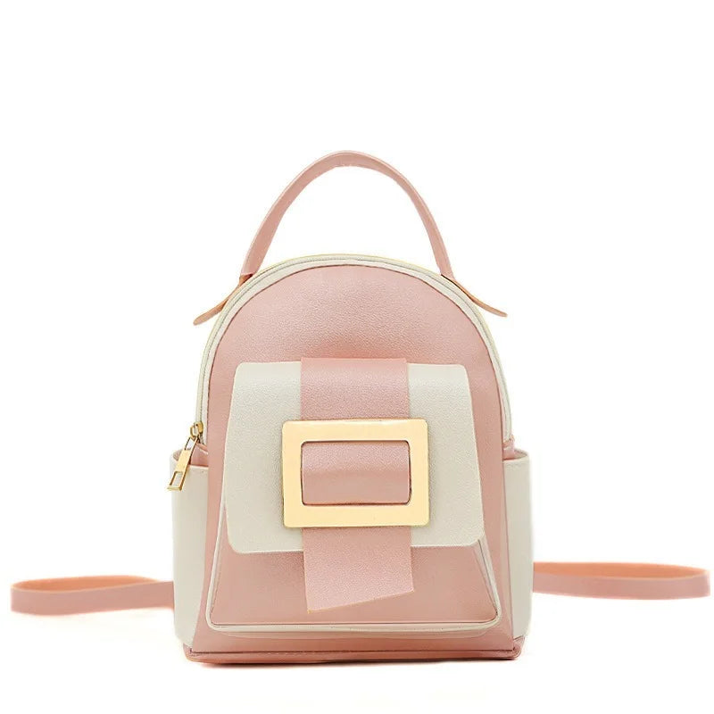 Women Solid PU Leather Small Backpack for Girls