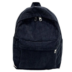 Women Solid Corduroy Large Capacity Student Backpack