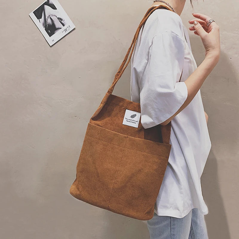 Women Corduroy Shoulder Bag Tote Crossbody Handbag