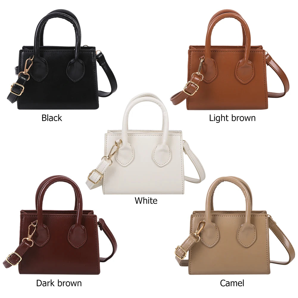 Solid Crossbody Handbag PU Female Top-Handle Bags