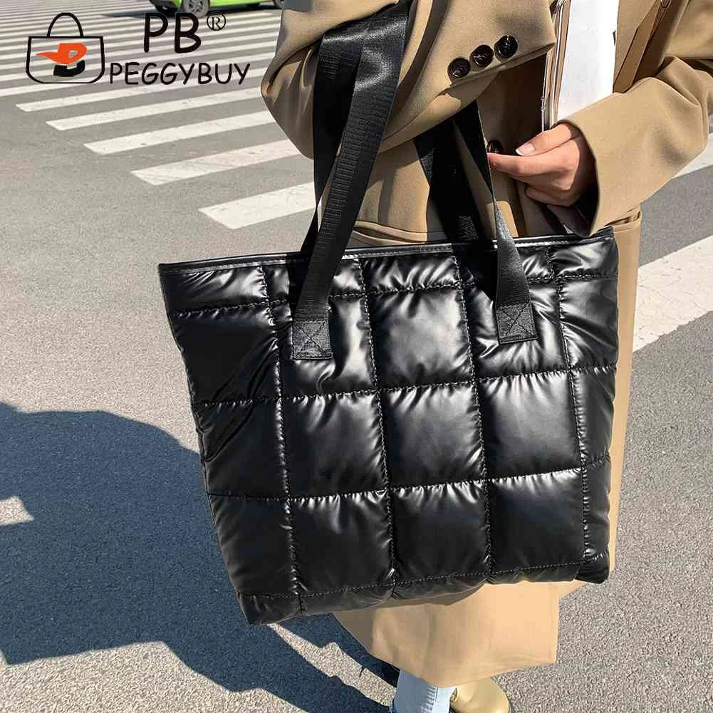Women Space Padded Nylon Quilted Lattice Top-handle Bag