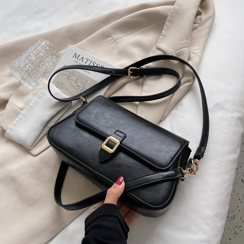 Women Retro Small Flap Messenger Bag Leather Shoulder Bag