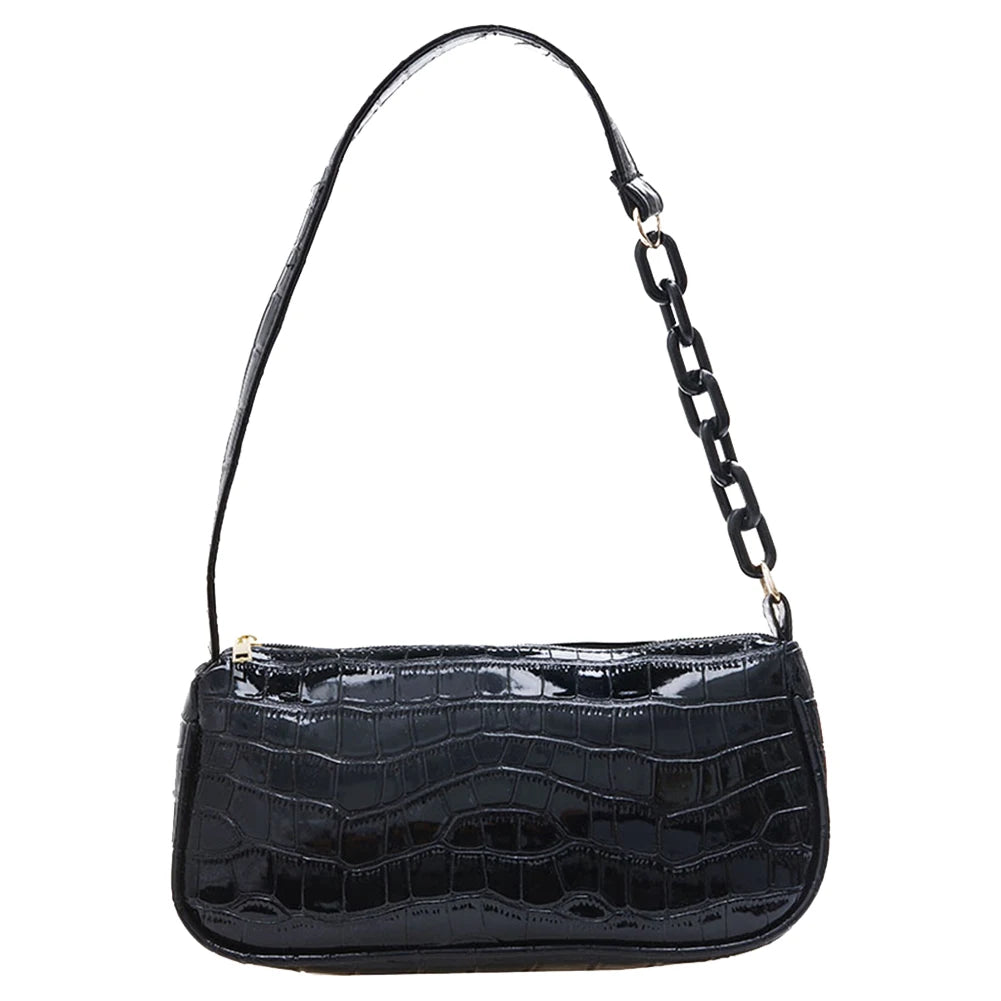 Women Stone Pattern PU Leather Handbags Lady Pure Shoulder Underarm Bag