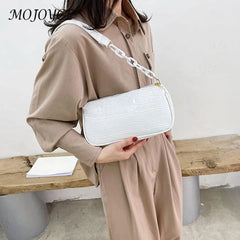 Women Stone Pattern PU Leather Handbags Lady Pure Shoulder Underarm Bag