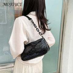 Women Stone Pattern PU Leather Handbags Lady Pure Shoulder Underarm Bag