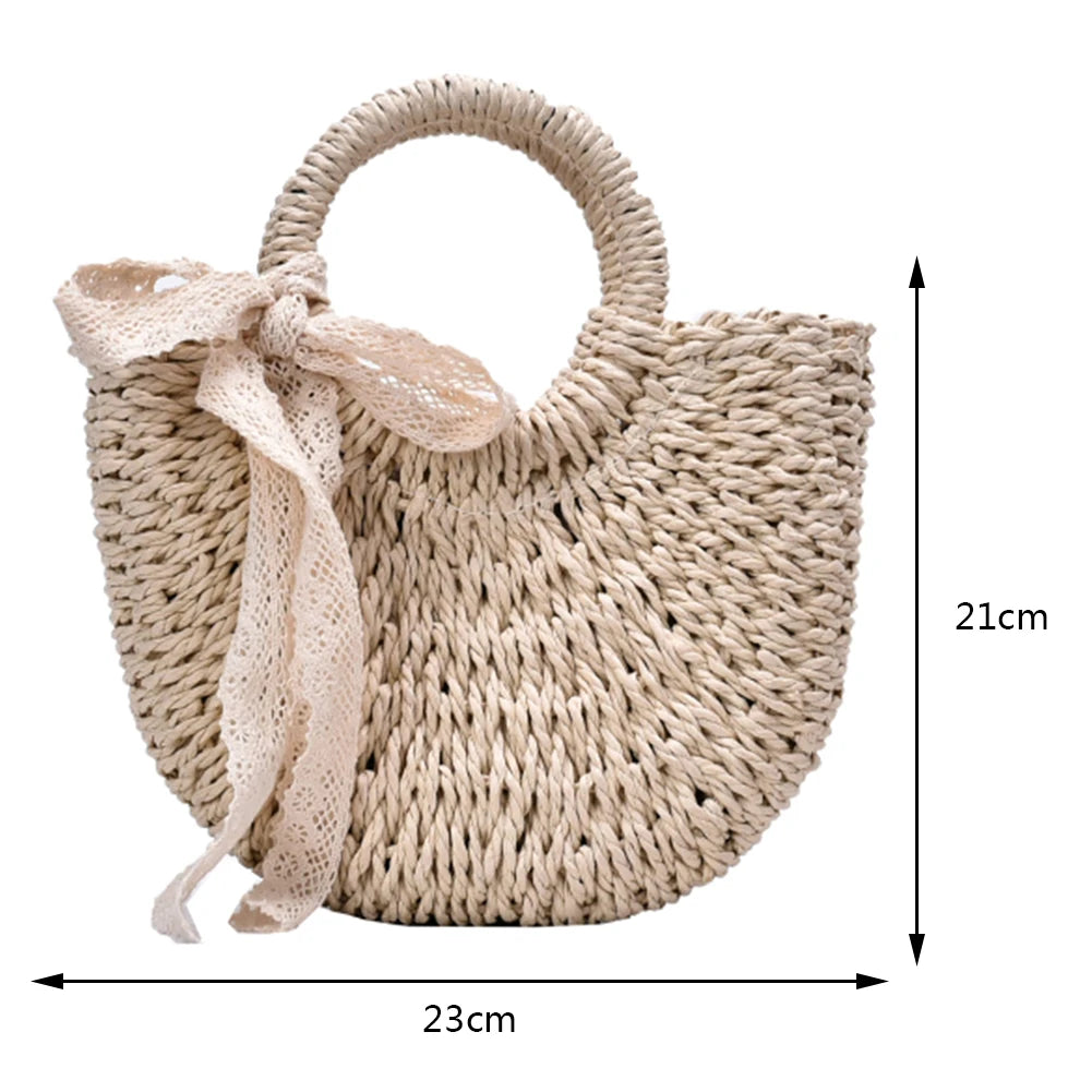 Straw Handbags Totes Large Capacity Satchel Bags for Vacation Travel