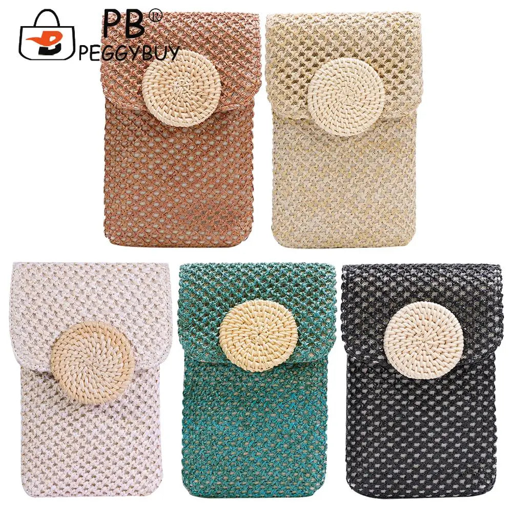Women Straw Woven Shoulder Bag Summer Beach Holiday Girls Casual Travel Handbag