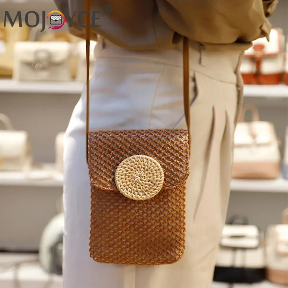Straw Woven Shoulder Bag for Summer Beach Holiday