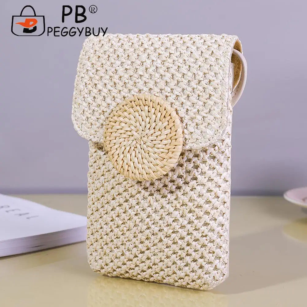 Women Straw Woven Shoulder Bag Summer Beach Holiday Girls Casual Travel Handbag