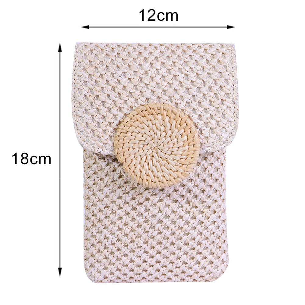 Women Straw Woven Shoulder Bag Summer Beach Holiday Girls Casual Travel Handbag