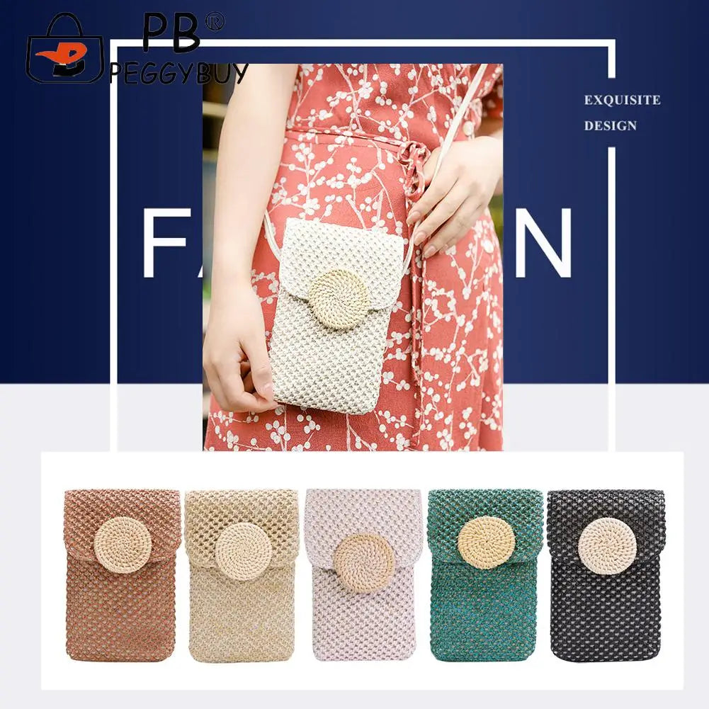 Women Straw Woven Shoulder Bag Summer Beach Holiday Girls Casual Travel Handbag