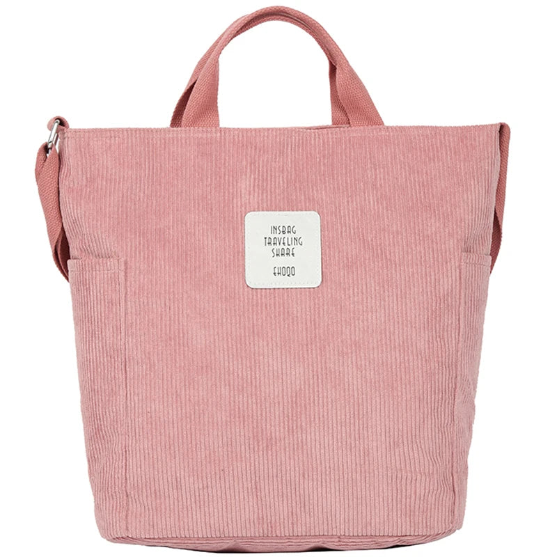 Striped Corduroy Crossbody & Shoulder Bag Eco Purse Solid Handbags