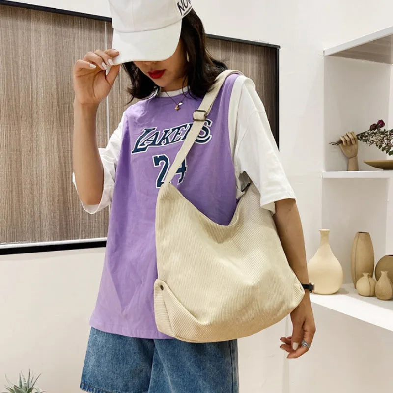 Corduroy Crossbody Bag for College Girls