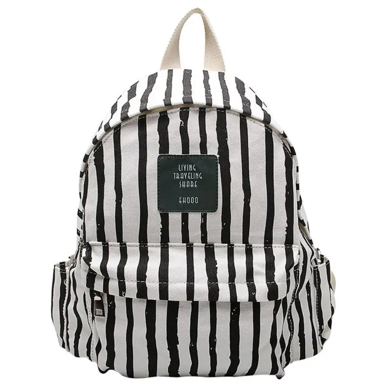 Stripes Canvas Backpack for Teenage Girls