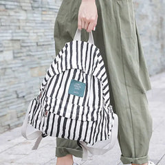 Stripes Canvas Backpack for Teenage Girls