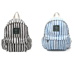 Stripes Canvas Backpack for Teenage Girls