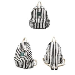 Stripes Canvas Backpack for Teenage Girls