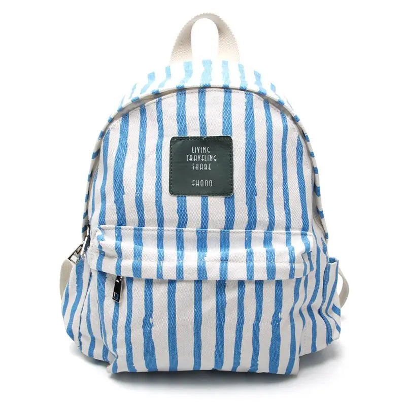 Stripes Canvas Backpack for Teenage Girls