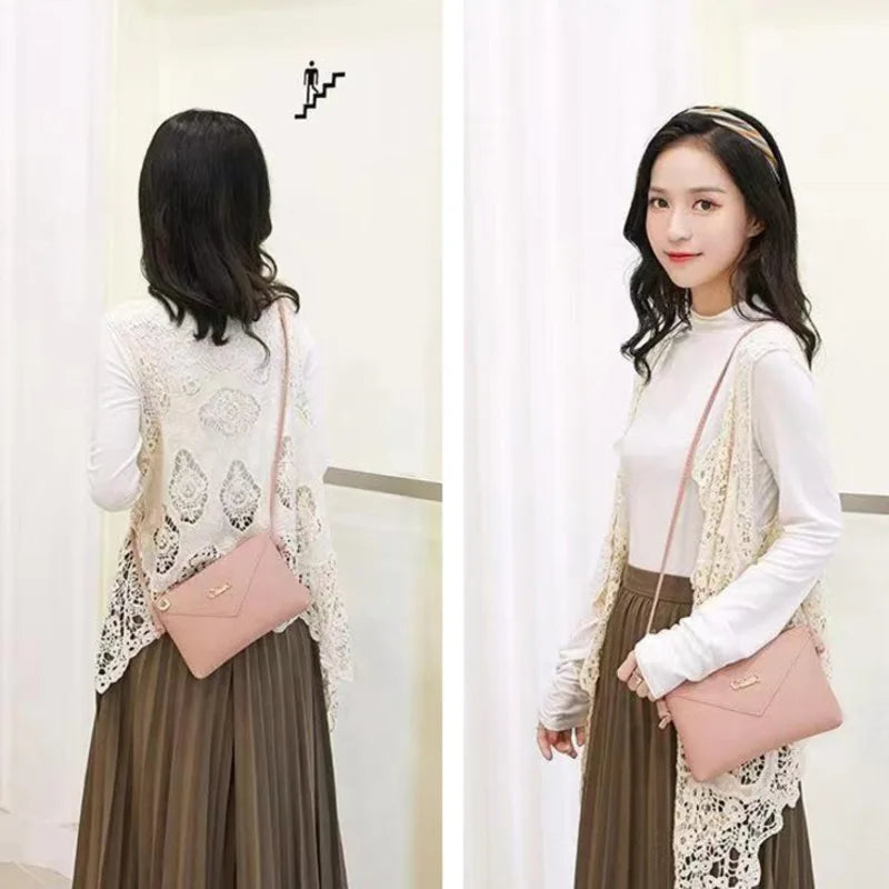 Women Envelope Shoulder Messenger Bag Zipper Pu Leather Casual Square Bag