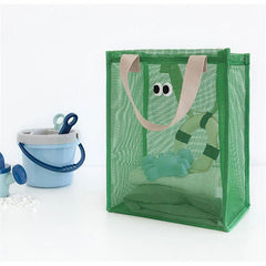 Eye Print Women Beach Bag Tote Bag Mesh Fabric Reusable Shopping Shoulder Bag