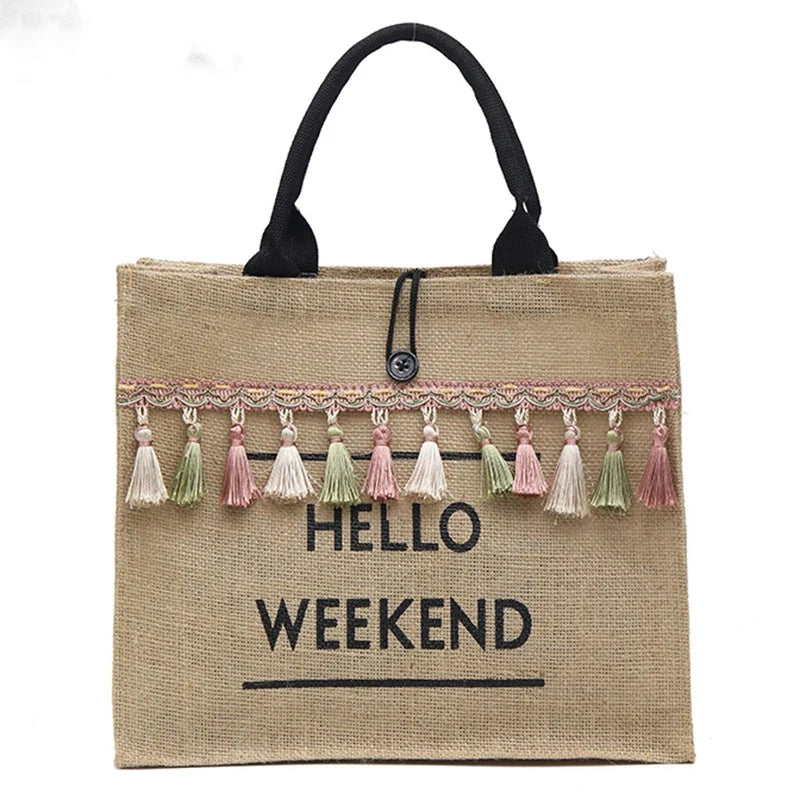 Large Capacity Tassel Shoulder Bag for Summer Beach
