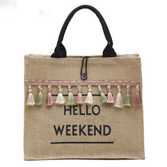 Large Capacity Tassel Shoulder Bag for Summer Beach