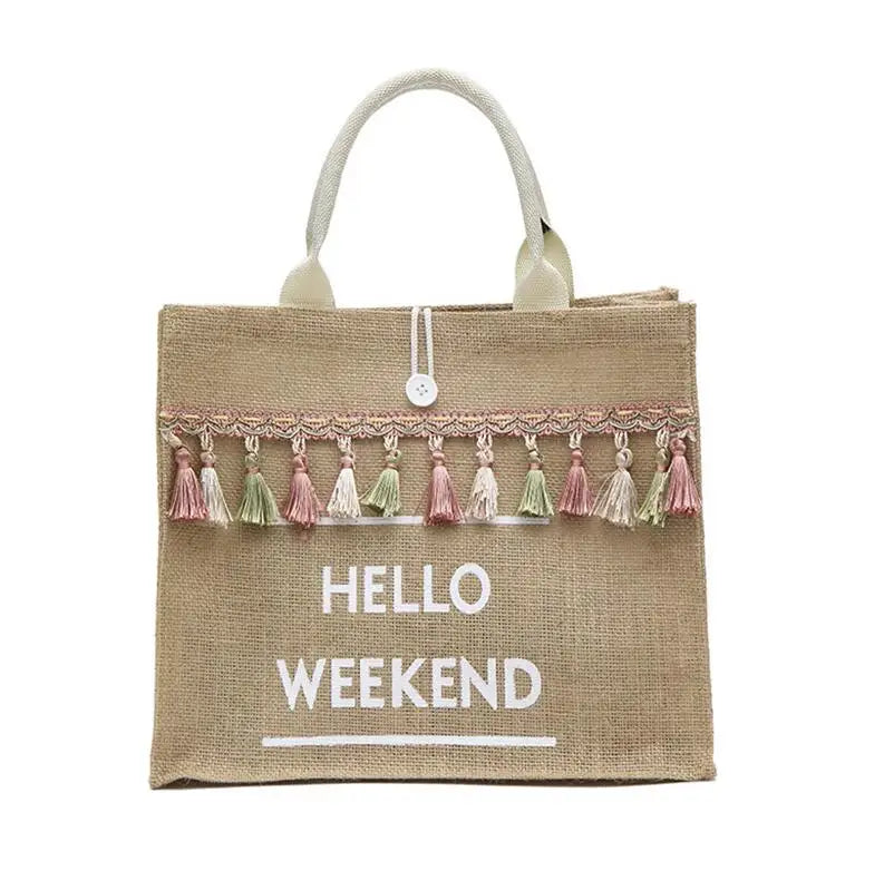 Large Capacity Tassel Shoulder Bag for Summer Beach