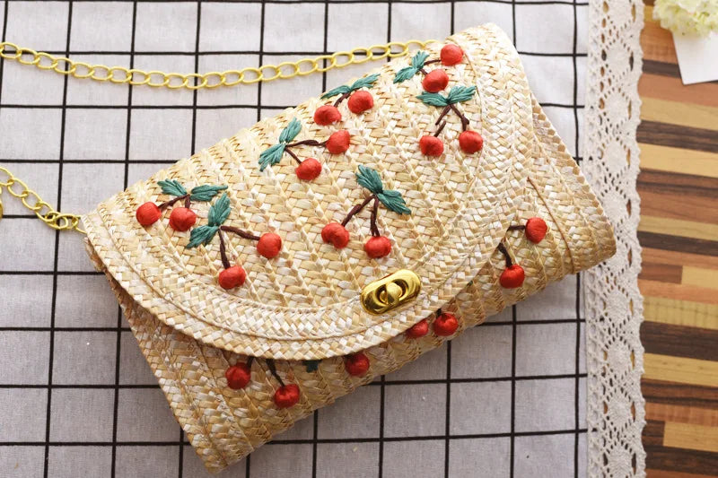 Women Summer Mini Straw Beach Tote Crossbody Bag Woven Handbag Clutch