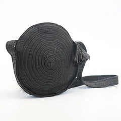 Summer Rattan Bag Woven Crossbody Straw Beach Round Bag