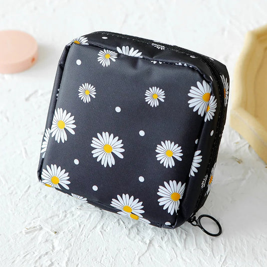 Women Tampon Daisy Storage Bag Sanitary Pad Pouch Napkin Cosmetic Bags Organizer