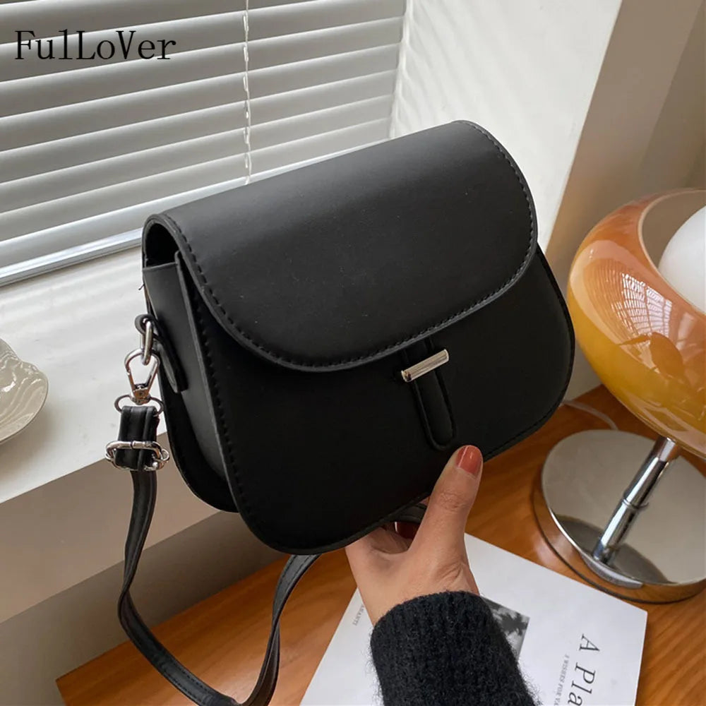 Women Texture Shoulder Bag Semicircle Saddle Crossbody Bags
