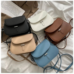 Women Texture Shoulder Bag Semicircle Saddle Crossbody Bags