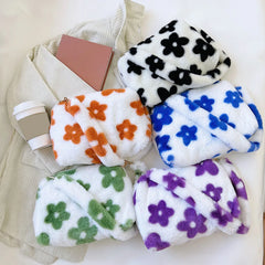 Plush Flower Print Top-Handle Crossbody Bag for Women