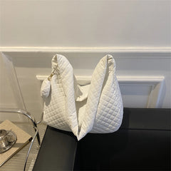 Women Nylon Quilted Tote Bag with Small Purse