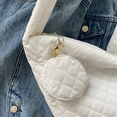 Women Nylon Quilted Tote Bag with Small Purse