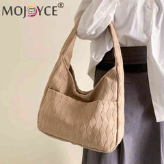 Casual Rhombus Top-Handle Handbag Soft Cloth Large Capacity