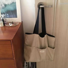 Women Tote Bag Solid Oxford Reusable Shopping Beach Bag