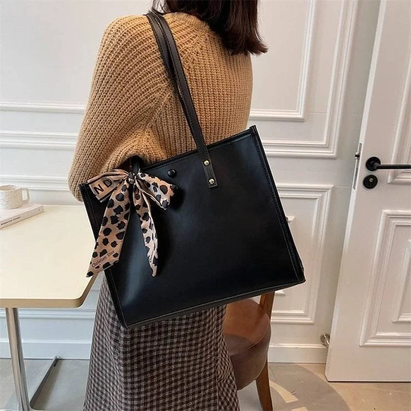 Women Tote Bag PU Leather Solid Shoulder Bag Female Vintage Crossbody Bags