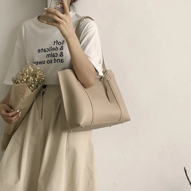 Women Tote Handbag PU Shoulder Bag Soft Leather Shopper Bags