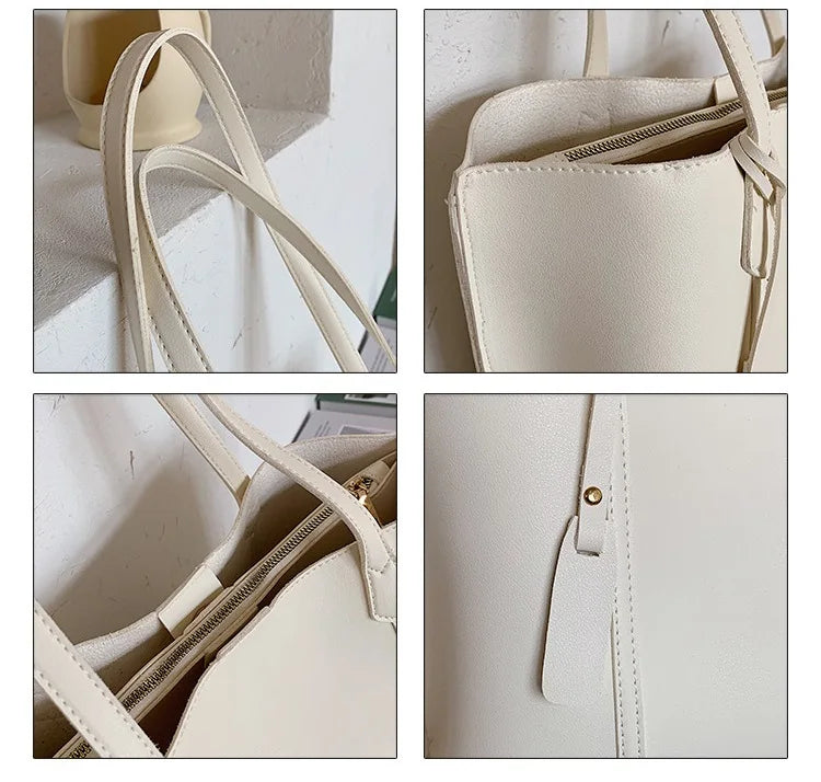 Women Tote Handbag PU Shoulder Bag Soft Leather Shopper Bags